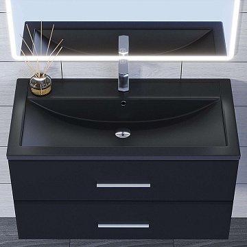 Мебельная раковина Uperwood Foster Quartz 291030043 90 см, матовая черная, космос