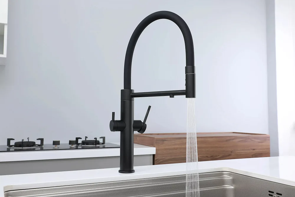 Смеситель для кухни Paulmark Nexus Ne213999-AN с гибким изливом, антрацит Sancos — официальный сайт
