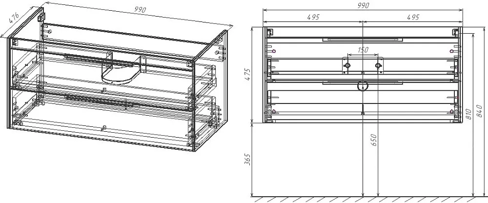Тумба под раковину без столешницы Vincea Chiara 2D 100, подвесная, 2 ящика, темный дуб Sancos — официальный сайт