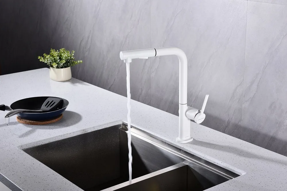 Смеситель для кухни Paulmark Neo Ne214419-WH, белый матовый Sancos — официальный сайт