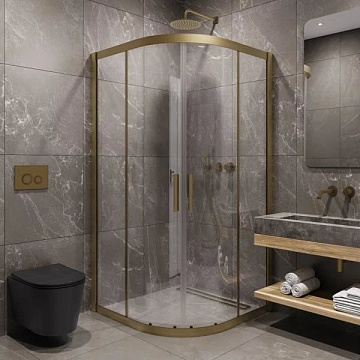 Душевой уголок Timo TPSS-90/17C-8 90x90 см, профиль матовое золото, стекло прозрачное