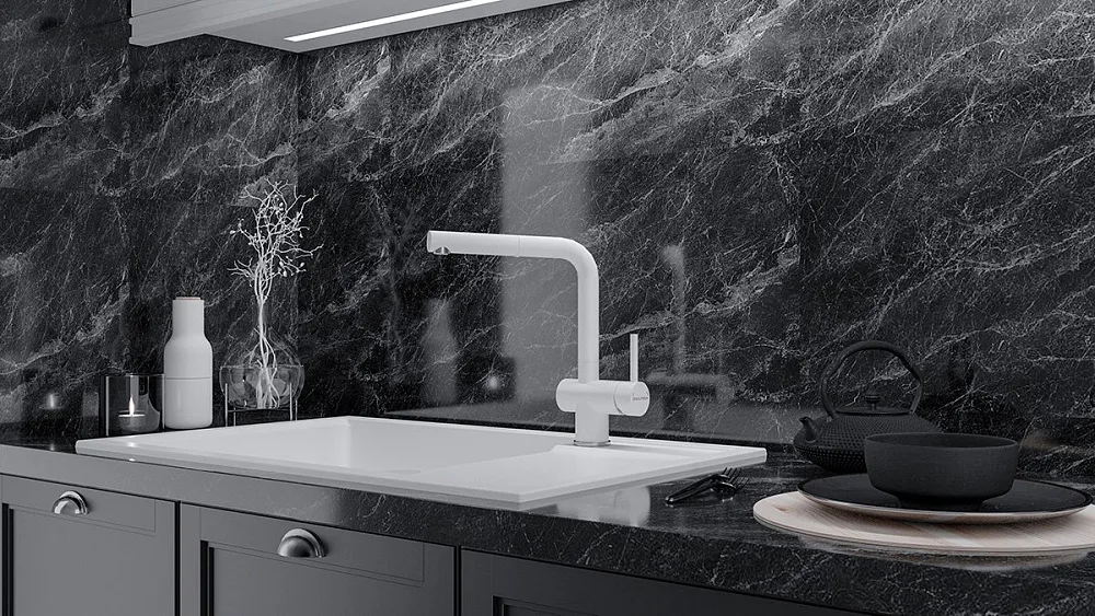 Смеситель для кухни Paulmark Dosse Do214418-WH матовый белый Sancos — официальный сайт