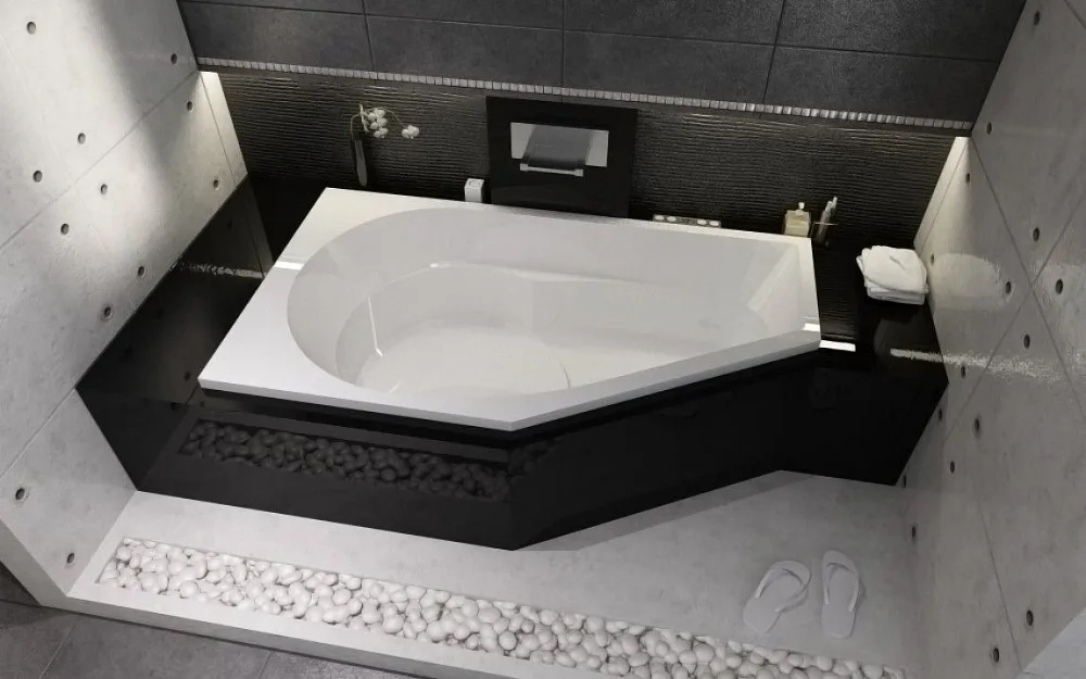 Акриловая ванна Riho Yukon R 160x90 см, угловая, правая, пристенная, белая, пятиугольная, на ножках Sancos — официальный сайт