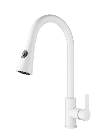 Смеситель для кухни Wonzon & Woghand WW-121E201L-MW матовый белый