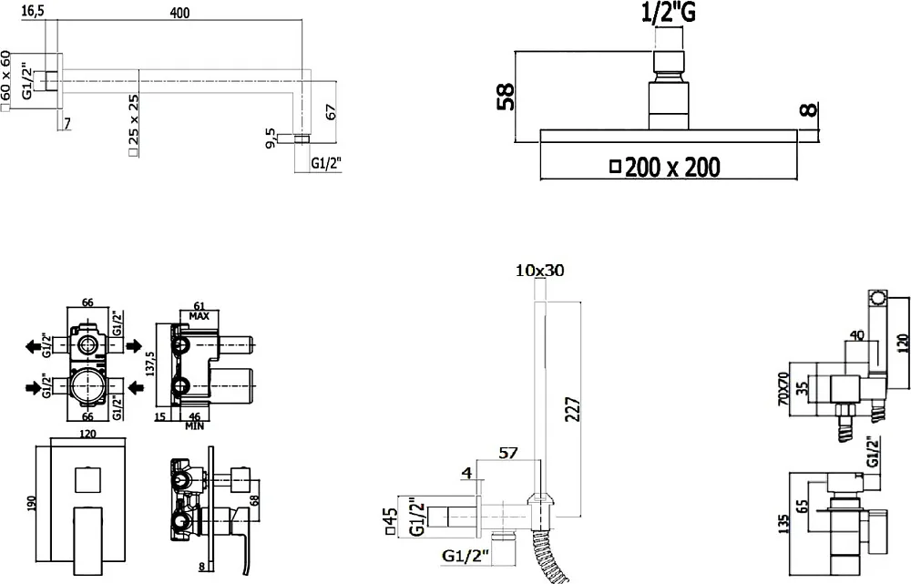 Комплект для ванной Paffoni Elle KITZEL018CR/M С ВНУТРЕННЕЙ ЧАСТЬЮ, верхний душ 20 см, хром Sancos — официальный сайт