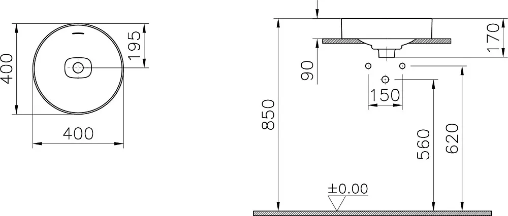Накладная раковина VitrA Metropole 7532B003-0673 40 см, белая Sancos — официальный сайт