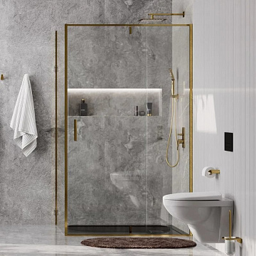 Душевой уголок Wasserkraft Aisch 55P06 120x80, профиль золотой матовый