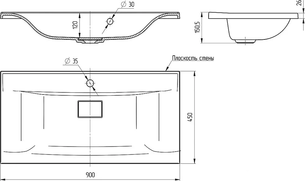 Мебельная раковина Vincea VCB-3M900B 90 см, черная Sancos — официальный сайт