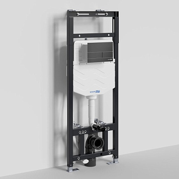 Система инсталляции для унитазов Wasserkraft Alme 15TLT.010.ME.MB04, с кнопкой смыва матовой черной