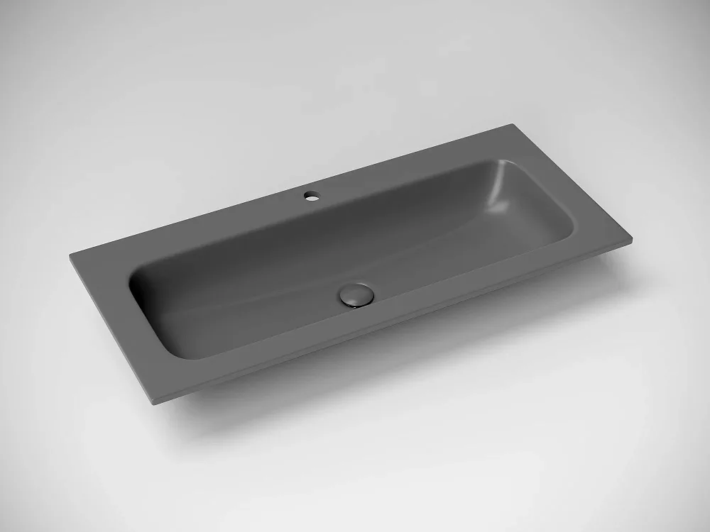 Мебельная раковина Ceramicanova Grace прямоугольная без отверстия под смеситель темный антрацит Sancos — официальный сайт