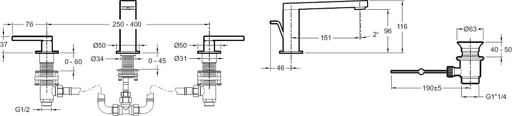 Смеситель для раковины Jacob Delafon Composed E73060-4-CP Sancos — официальный сайт