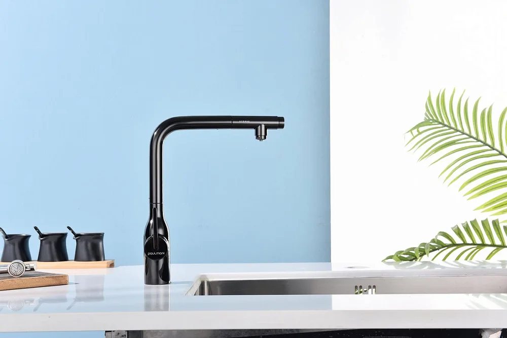 Смеситель для кухни Paulmark Viper Vi213105-GB глянцевый черный Sancos — официальный сайт