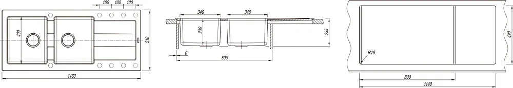 Мойка кухонная Florentina Комби 1160 жасмин Sancos — официальный сайт