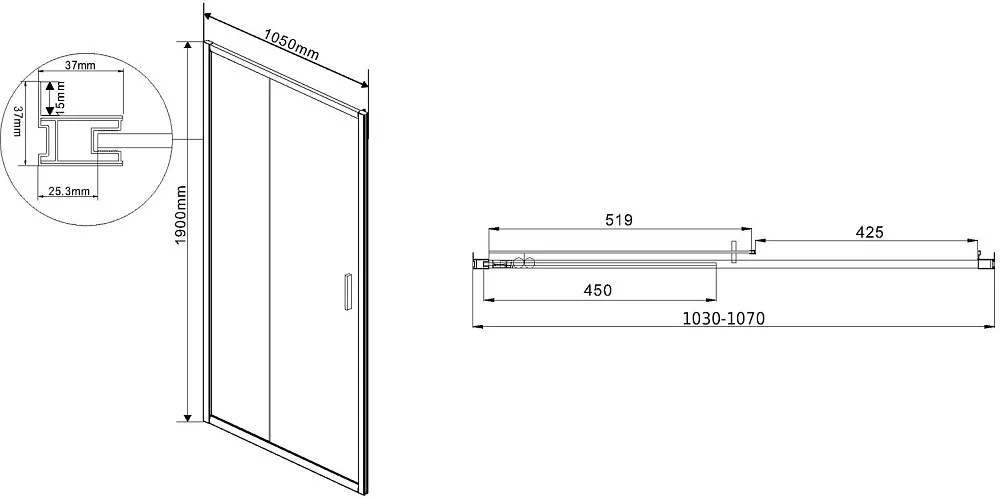 Душевая дверь в нишу Vincea Garda VDS-1G105CL 105 см, профиль хром, стекло прозрачное Sancos — официальный сайт