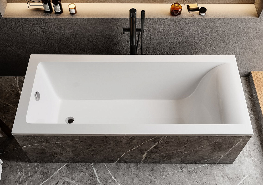 Ванна из искусственного камня Marmo Bagno Ницца 190x90 см, встраиваемая, белая, на ножках