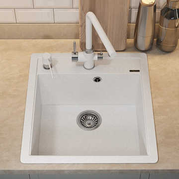 Кухонная мойка кварцевая Uperwood Quartz UPD-07-01, прямоугольная, белая