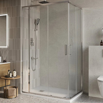 Душевой уголок BelBagno Luce AH-21-130/100-C-Cr профиль хром, стекло прозрачное