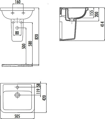 Раковина Creavit Key KY050-00CB00E-0000 белая глянцевая