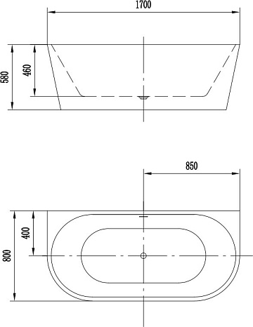Акриловая ванна Art&Max 170x80 см, AM-206-1700-800