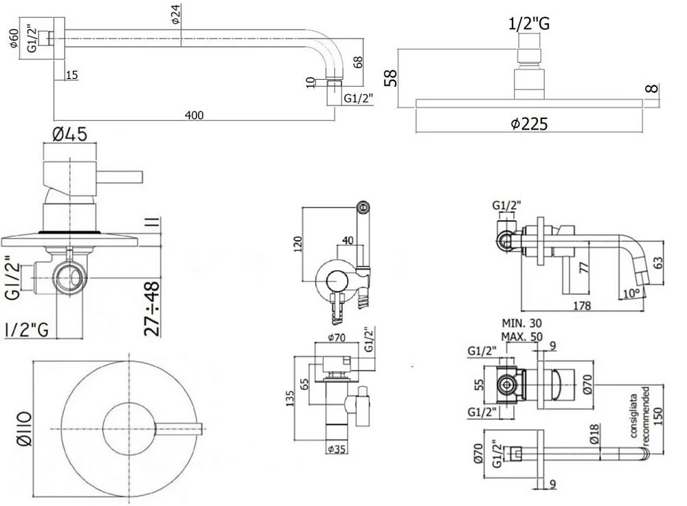 Комплект для ванной Paffoni Light KITZLIG011CR006 С ВНУТРЕННЕЙ ЧАСТЬЮ, хром Sancos — официальный сайт