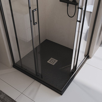 Поддон для душа BelBagno Uno A 90х90, черный матовый, с сифоном