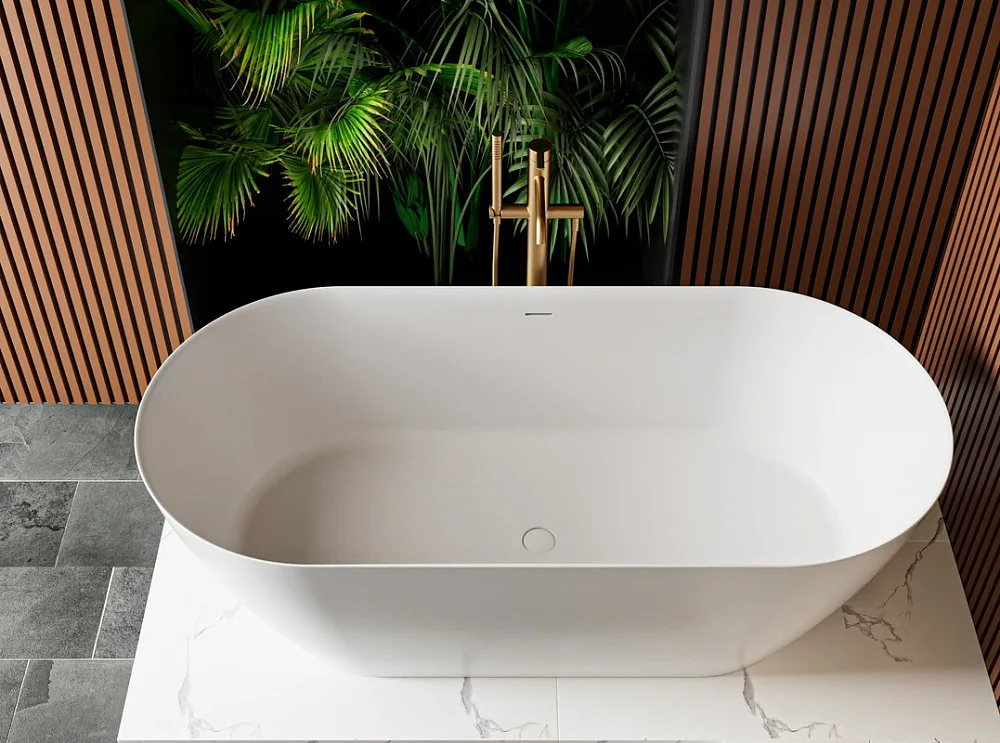 Ванна из искусственного камня Cezares Relax Solid Surface 170x80 см, отдельностоящая, матовая белая, Sancos — официальный сайт