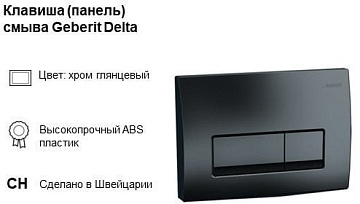 Система инсталляции для унитазов Geberit Delta 50 458.128.DW.1, с кнопкой смыва, черная