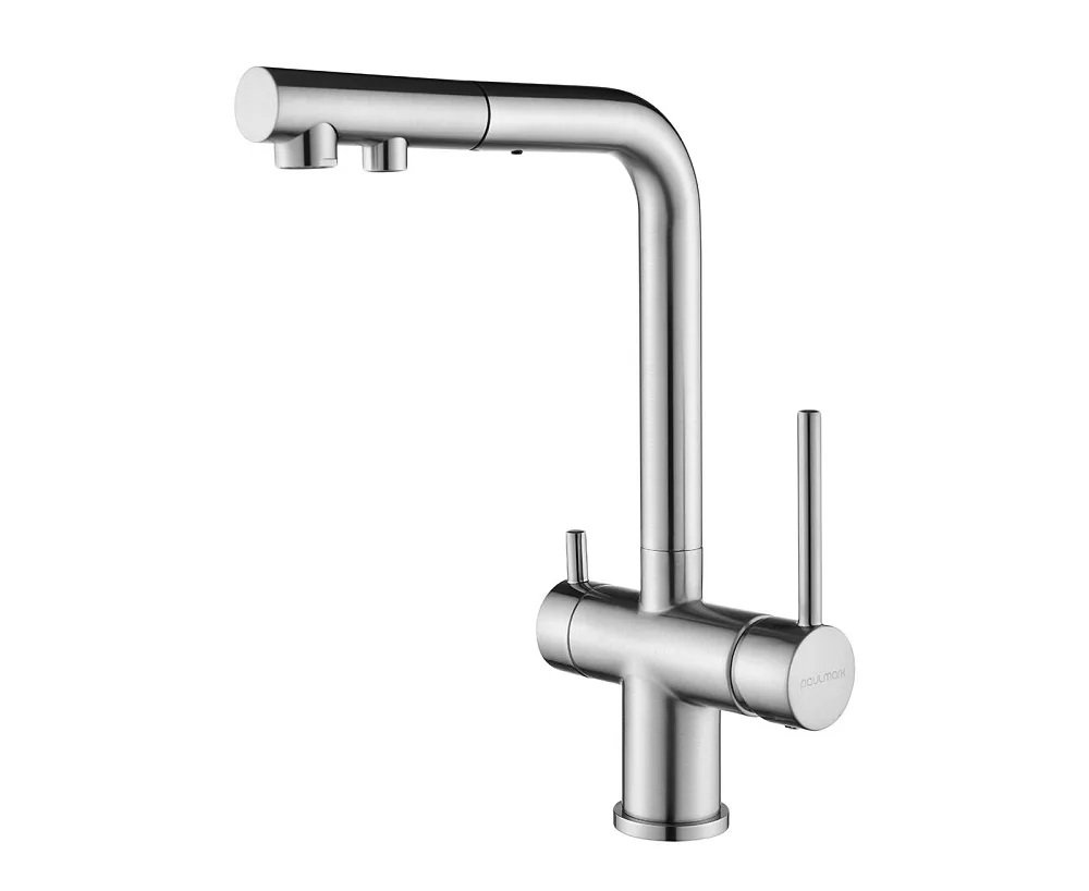 Смеситель для кухни Paulmark Serpentine Se213222-BS брашированная сталь Sancos — официальный сайт