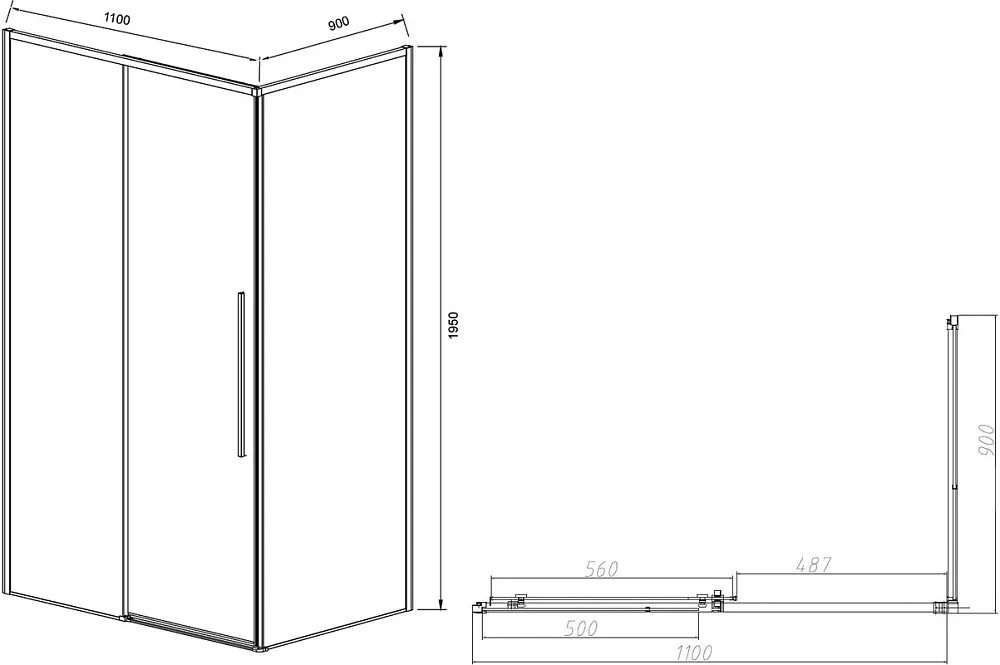 Душевой уголок Vincea Slim-N VSR-4SN9011CL 110х90 см, профиль хром Sancos — официальный сайт