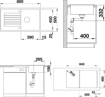 Мойка кухонная Blanco Zia 5S 520511 антрацит