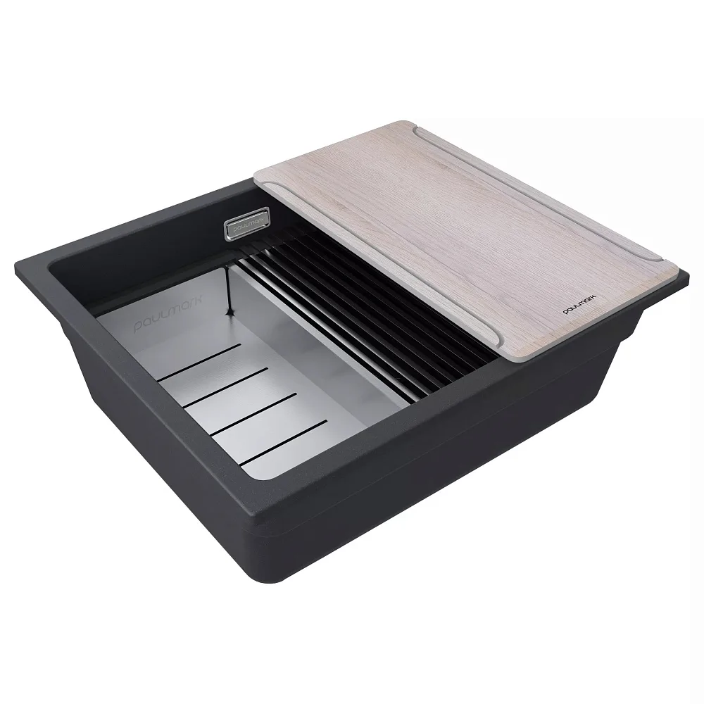 Мойка кухонная Paulmark Lumi-Multi Sink 55 Uni LU-MULTI 55-BLM черный Sancos — официальный сайт