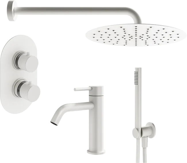Комплект для ванной Plumberia Selection Ixo KITXOT18BO53 С ВНУТРЕННЕЙ ЧАСТЬЮ, белый матовый Sancos — Оригинал