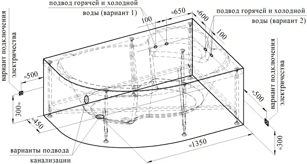 Акриловая ванна Radomir Vannesa Ирма 1 2-01-0-2-1-217 R 170x110 см, угловая, правая, пристенная, бел Sancos — официальный сайт