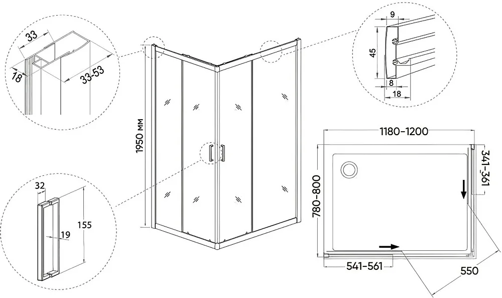 Душевой уголок Veconi Rovigo RV-14 120x80 Sancos — официальный сайт