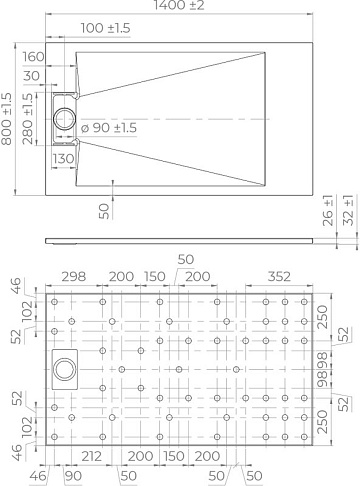 Поддон для душа RGW TUS W 140x80