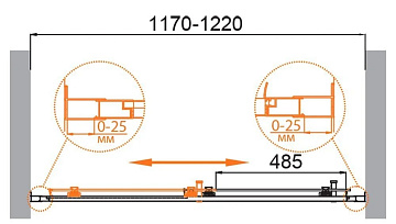 Душевая дверь в нишу Cezares Molveno BF 1 120 P BORO 120 см, профиль брашированное золото, стекло ри