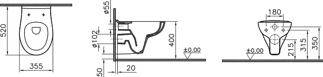 Чаша для унитаза подвесного VitrA S20 S20 7741B003-0075 Sancos — Оригинал