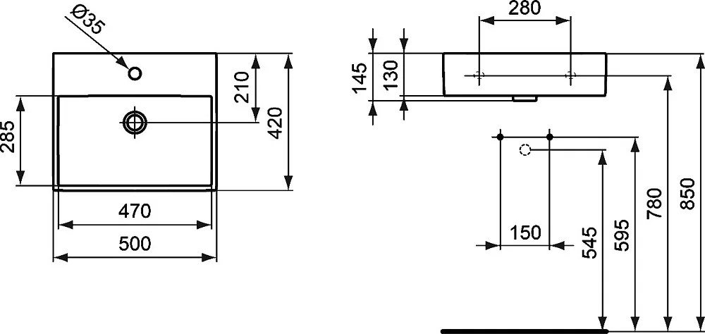 Накладная раковина Ideal Standard Strada K077701 50 см Sancos — официальный сайт