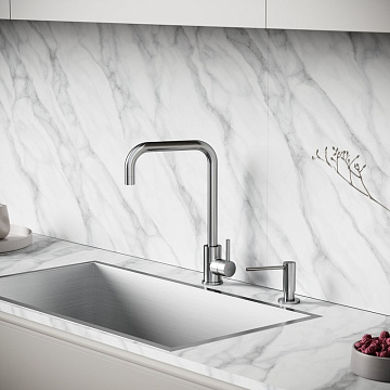 Смеситель для кухни Sancos Stainless, с поворотным Г изливом, нержавеющая сталь, SC12002SS