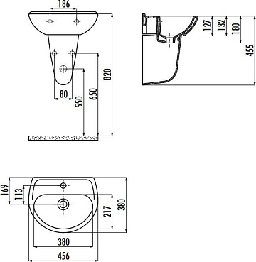 Раковина Creavit Oval TP145-00CB00E-0000 белая глянцевая