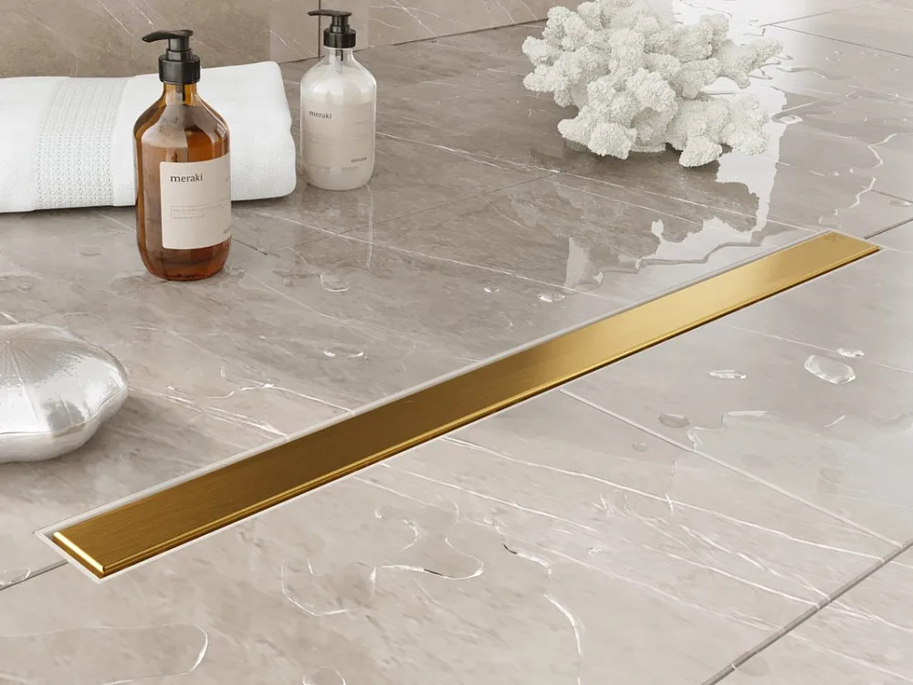 Душевой трап (лоток) Plumberia Selection PSM Modular 70 см, золото брашированное Sancos — официальный сайт