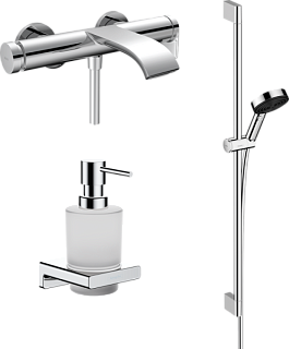 Смеситель для ванны с душем Hansgrohe Vivenis 75420000, + Душевой гарнитур 24170000 + Дозатор 417450