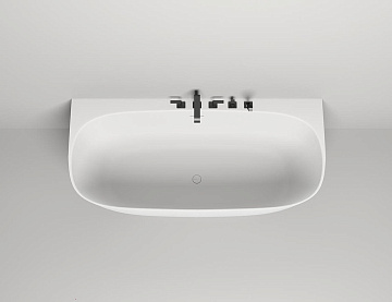 Ванна из искусственного камня Salini Sofia Wall 180x85 см, пристенная, матовая белая, со сливом-пере