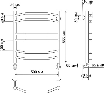 Полотенцесушитель водяной Secado Агата 4 50x60, бронза