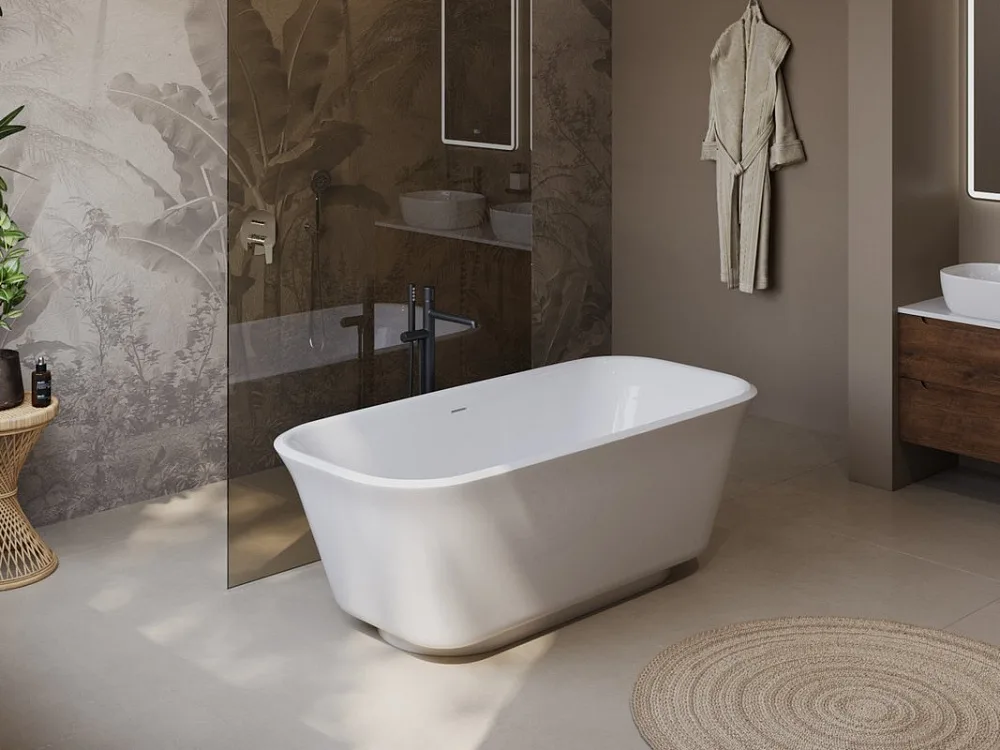 Акриловая ванна BelBagno Due BB702 170x80 см, отдельностоящая, белая, на ножках, со сливом-переливом Sancos — официальный сайт