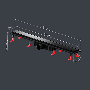 Душевой трап (лоток) AM.PM PrimeFlow Tile 80 см, черный матовый