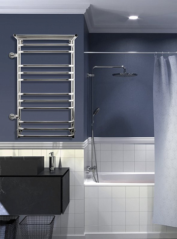 Полотенцесушитель водяной Indigo Brace LBCW100-50PL-б/п-60, с полкой, серебристый