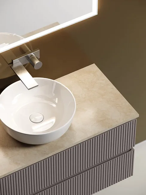 Тумба с раковиной Sancos Snob T 100 см, doha soft, столешница бежевая, раковина CN6013 Sancos — Оригинал