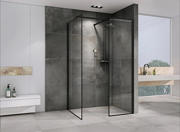 Душевой уголок Abber Immer Offen AG67128B 120x80, профиль черный, стекло прозрачное