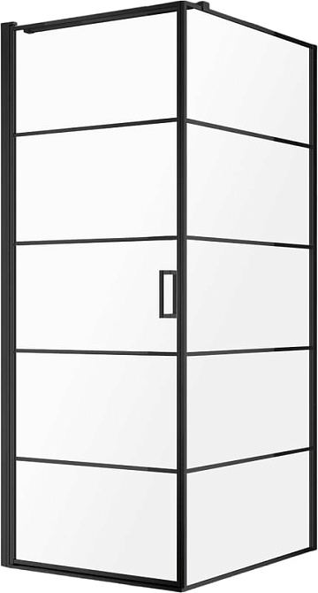 Душевой уголок AQUAme AQM5215-LH-8 80х80, профиль черный матовый